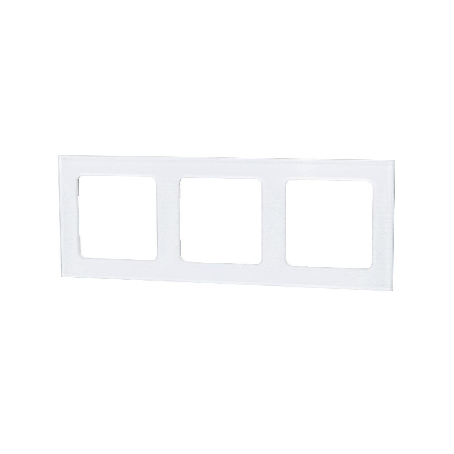 German-French Three Gang Glass Wall Plate White