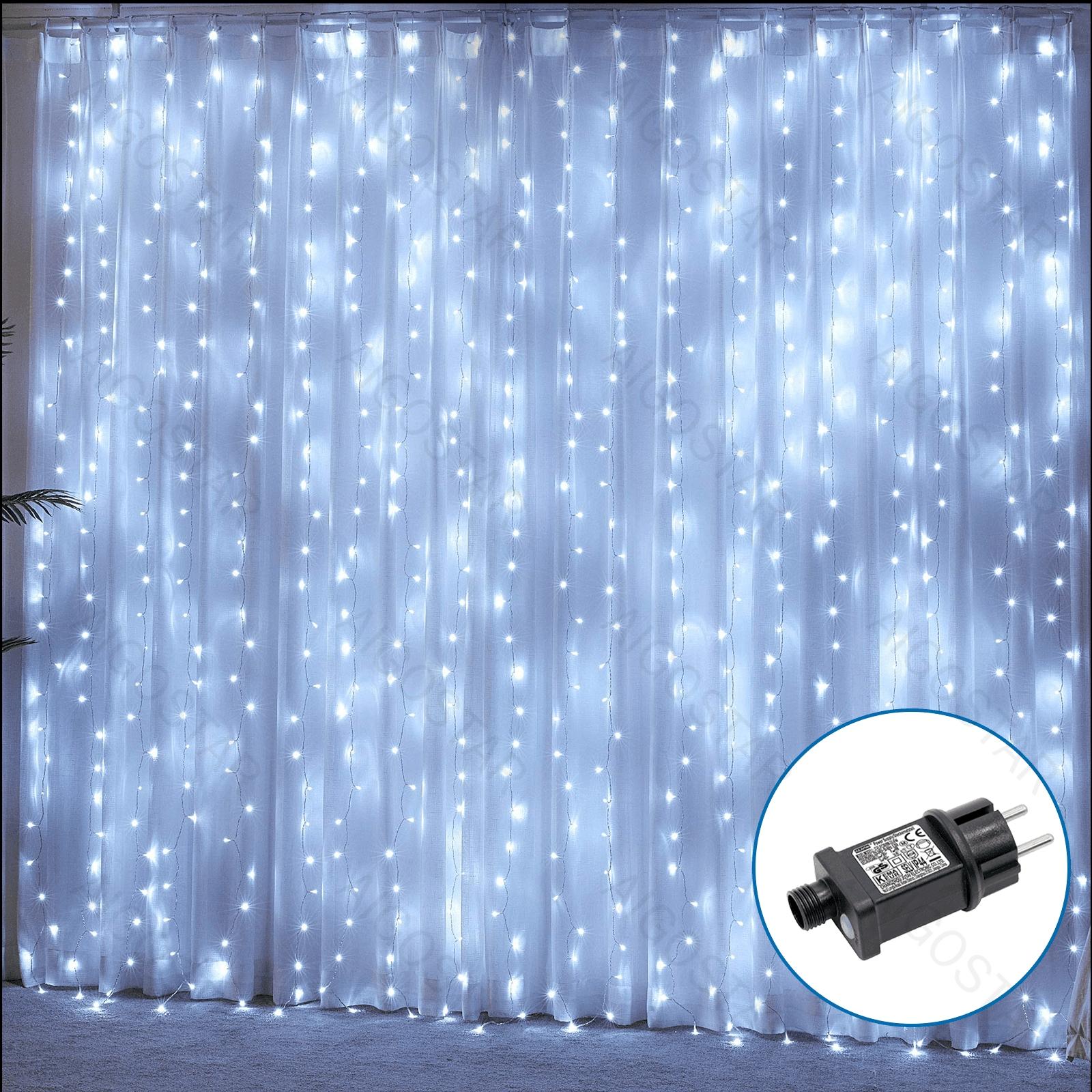 Low voltage curtain flat string lights, cold white, 3m*3m