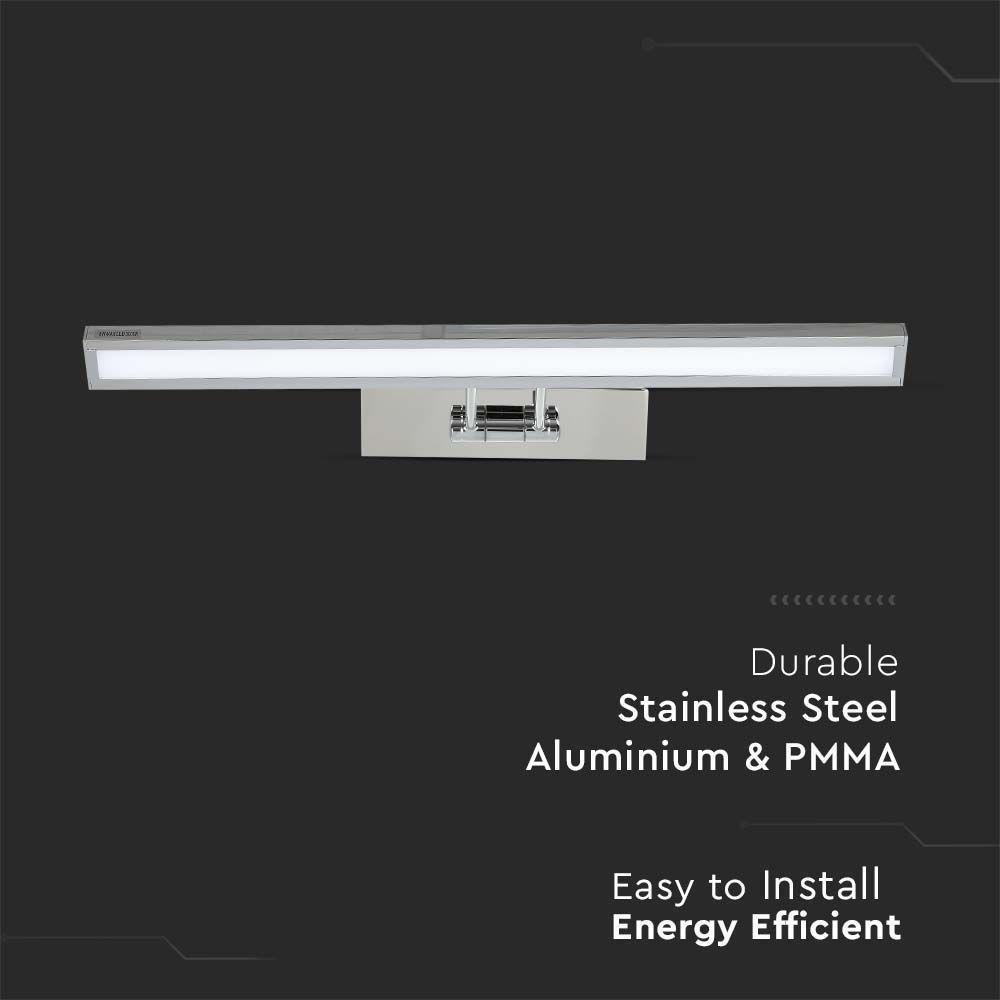 8W Kinkiet LED prostokąt, Lustra - obrazy, Chrom, Barwa: 4000K, VTAC, SKU 213900