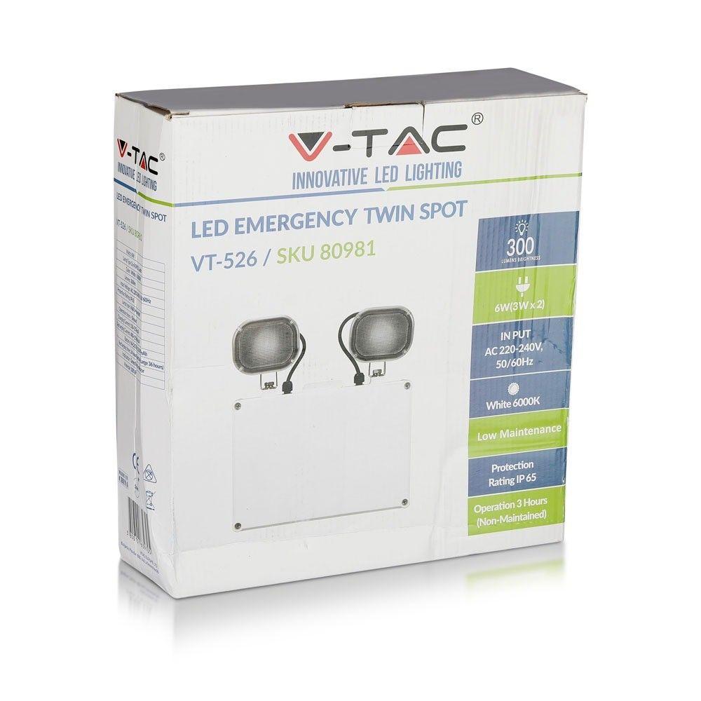 VT-526 6W EMERGENCY EXIT LIGHT 6000K IP65