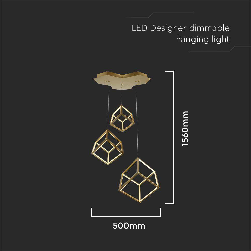 VT-7920 46W LED DECORATIVE HANGING LIGHT 56x48.5x156CM 3000K GOLD BODY