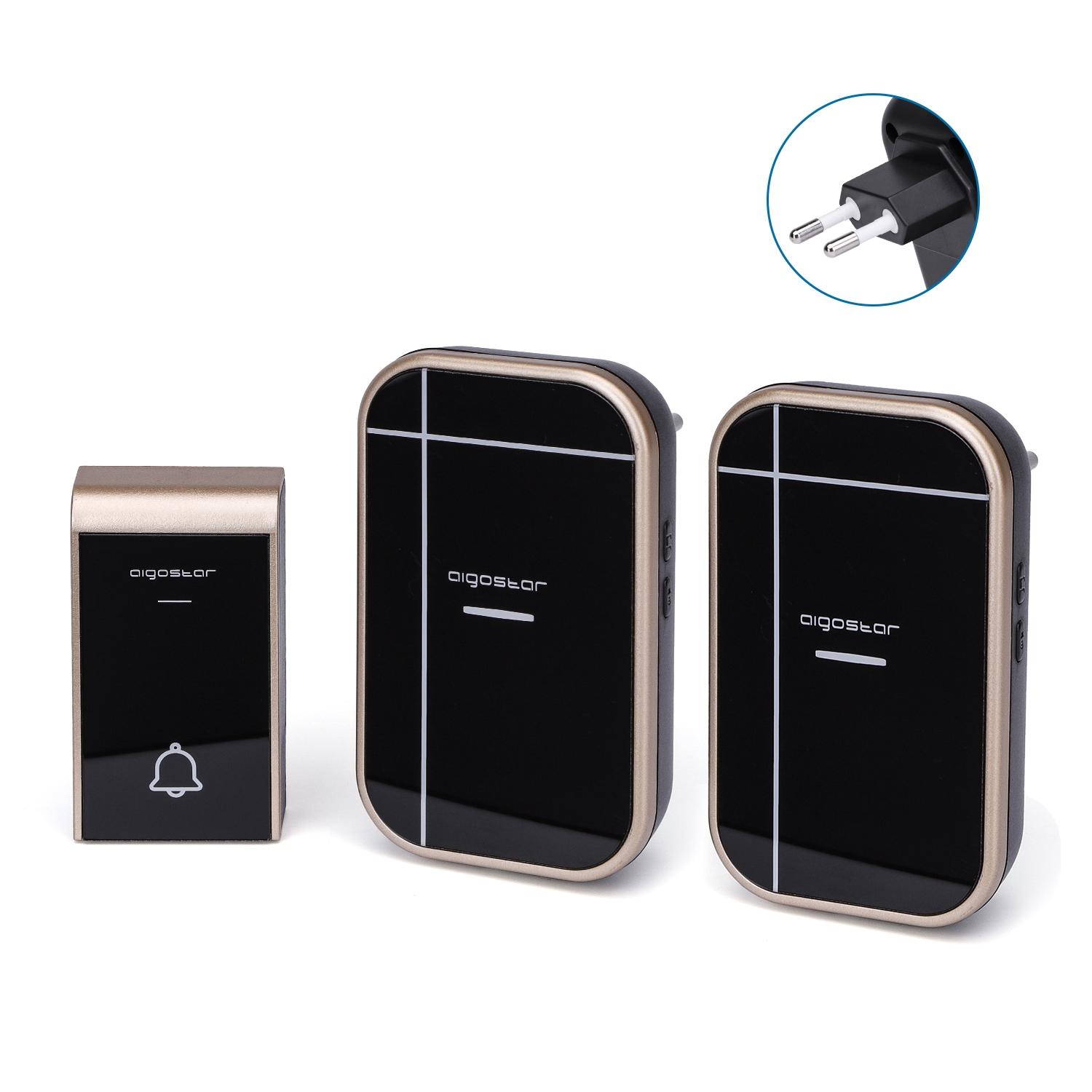 AC Wireless Digital Door Bell (one to two) Black & Golden